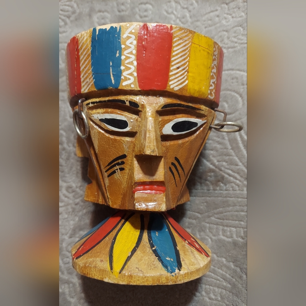 Vintage Handmade Colorful Tribal Mask Art Piece